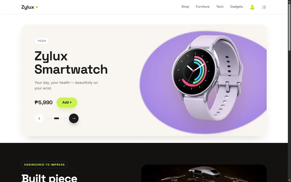 Zylux Store homepage
